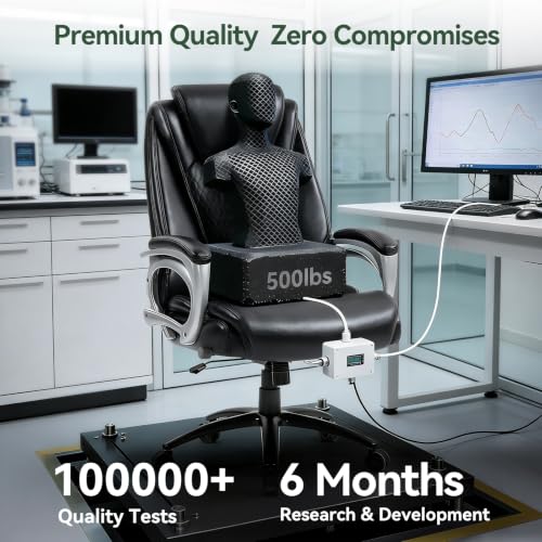 Image of Vogue Big and Tall Office Chair 500lbs Ergonomic PU Leather Lumbar Support