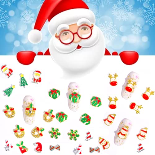 60 Pcs Christmas Nail Art Alloy Rhinestones,Christmas Alloy Nail Charms Nail Art Decor Santa Claus,Christmas Tree,Snowflakes,Santa Hat,Elk Mix Rhinestone For Diy Decoration Tools Christmas #TOP3
