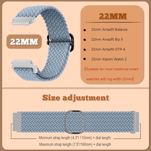 MaEiol 22mm Straps Nylon Braided for Xiaomi Watch S4/S4 Sport/Xiaomi Redmi Watch 5 Active/5 Lite/Amazfit Bip 6/Bip 5 /Amazfit Balance/GTR 4 /GTR 3 Pro - Image 2