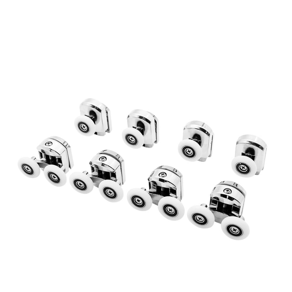 Ruedas Mampara Ducha 4 UDS-8 uds/set doble superior y fondo único cromado aleación de Zinc cabina de ducha corredera poleas rueda rodillos de puerta Ruedas Para Mamparas De Ducha(DW-118-8PCS,DW-118-23