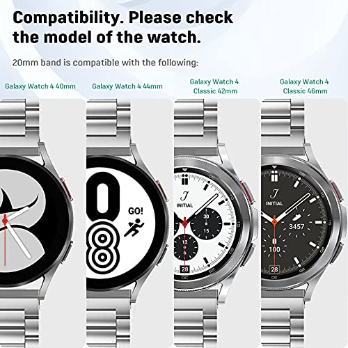 ایگرد | قیمت و خرید SPGUARD Galaxy Watch 4 Band 40mm/44mm Classic 42mm/46mm  20mm Metal Stainless Steel Bands Compatible with Samsung Galaxy Watch4 40mm/44mm  Classic 42mm/46mm for Men Women(Silver)
