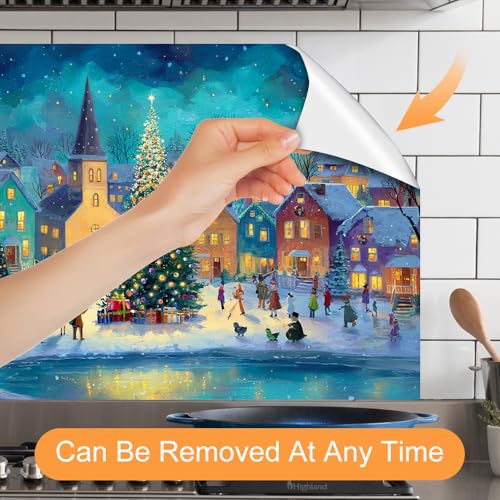 Image of Christmas Town Square Backsplash Peel and Stick, 35.4x23.6 in