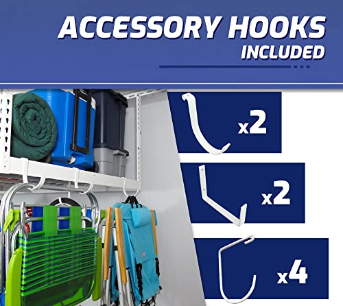 Saferacks 4X8 Overhead Garage Storage Rack Heavy Duty - White (12"-21") - Holds 600 Lb #TOP3