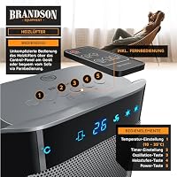 Brandson - Heizlüfter 2000 Watt mit Fernbedienung - Groß und Stark - Preisträger - energiesparend leise - Bad Wohnzimmer Kinderzimmer Babys - Oszillationsfunktion - Heizung Heater – Ansicht 4