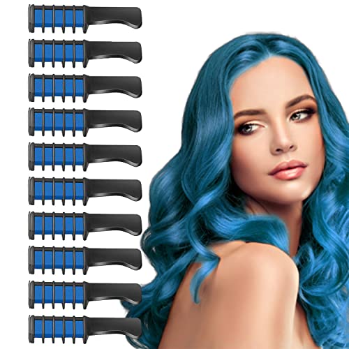 Disposable Hair Chalk for Girls, 10 Temporary Hair Colors for Halloween, Christmas, Party Hair Dressing, Birthday Gift for Kids (Blue hair chalk)