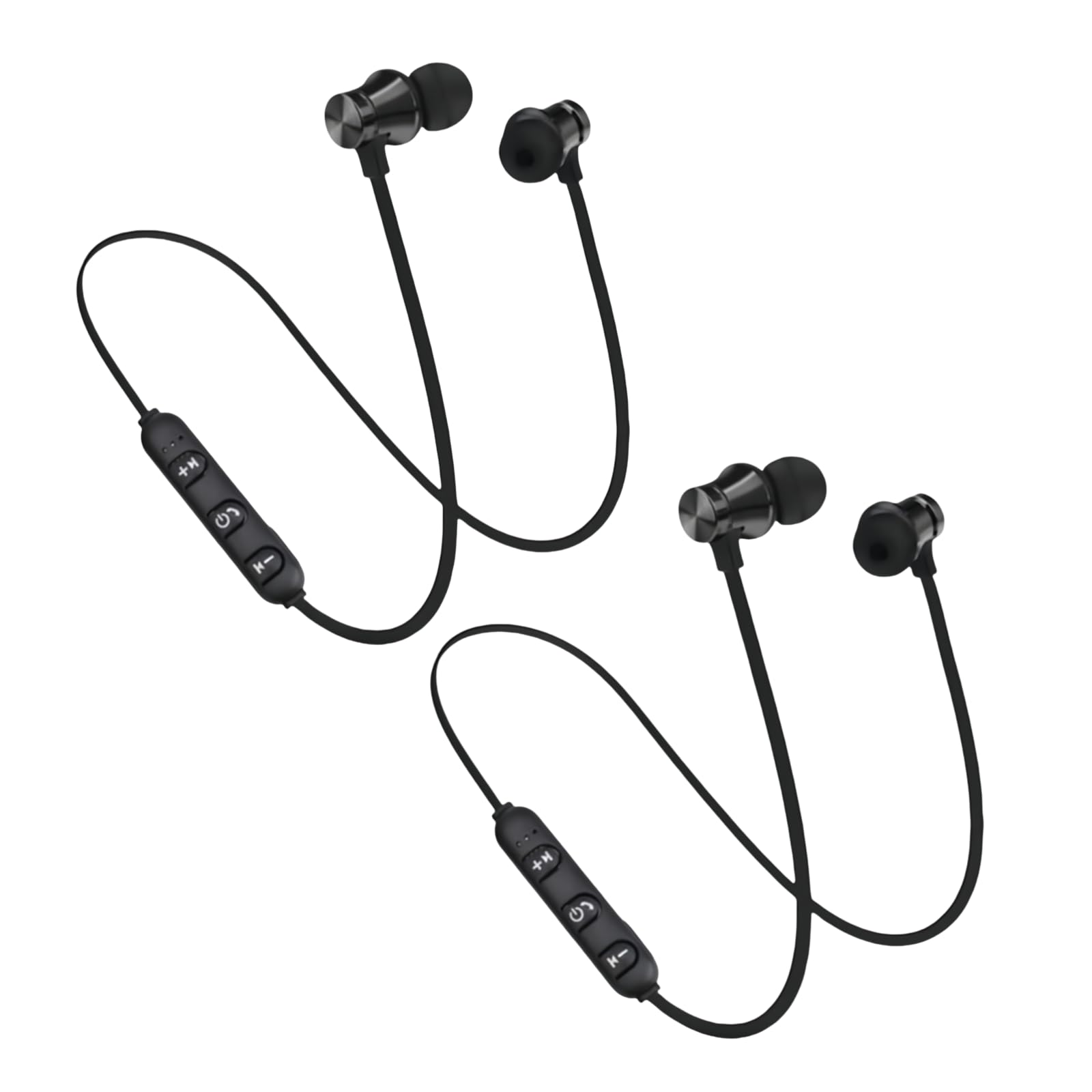 Muiltvoe 2Pcs Black Earphone Magnetic in-Ear Stereo Headset Earphone Wireless Bluetooth 4.2 Headphone Gift
