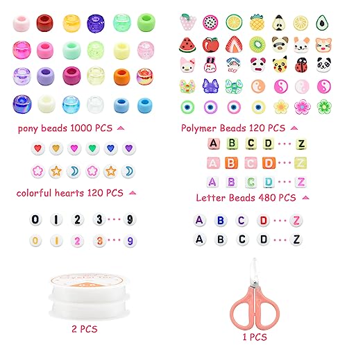 Kit de miçangas de pônei, kit de fabricação de pulseiras, contas de pônei, contas de argila de polím