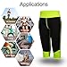 TrainingGirl Women Neoprene Sauna Leggings Sweat Shorts Weight Loss Workout Running Capris Slimming Compression Thermo Pants (Black-Green, XL)