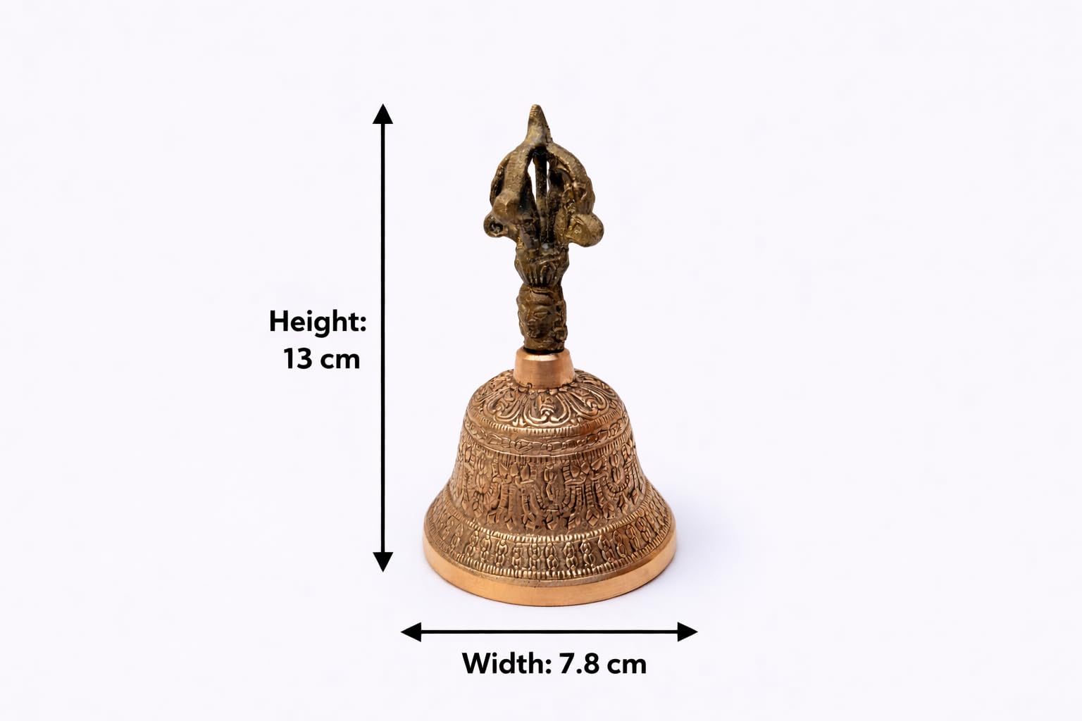 Mojo Jojo Handcrafted Decorative Temple Bell with Ornate Handle – Spiritual Home & Mandir Décor (Non-Brass Material) 2