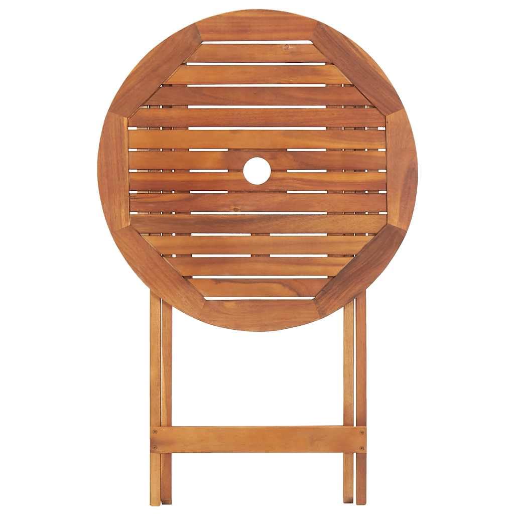 vidaXL Tavolo da Giardino Pieghevole con Foro Ombrellone Rustico Robusto Tavolino Arredi per Esterni 60x75 cm Naturale Legno Massello d'Acacia