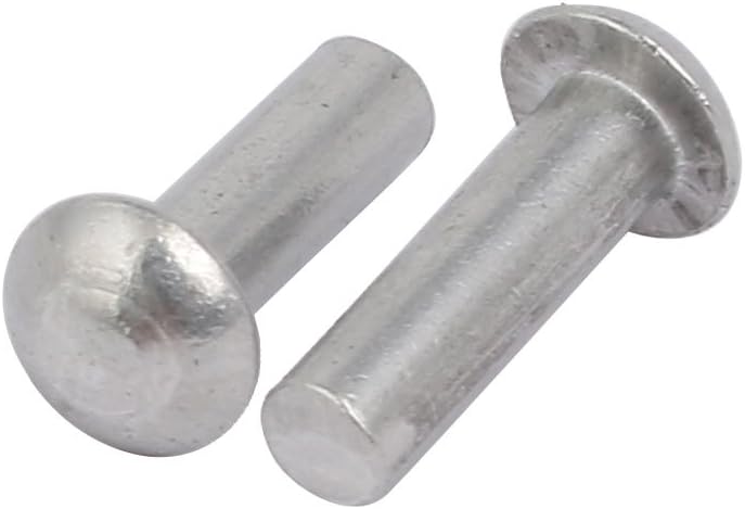 Sourcingmap 100pcs M4 x 8mm Aluminum Half Round Head Solid Rivet Fastener Silver Tone - Image 3