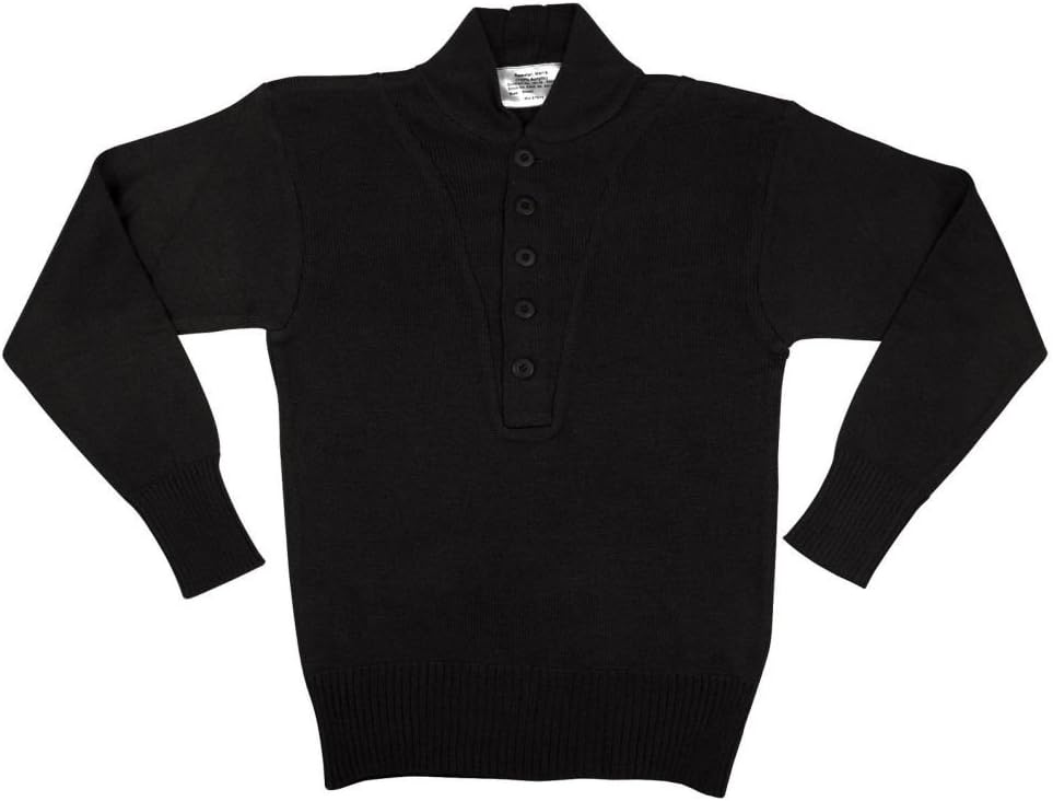 SANDRA GI Style 5 Button Acrylic Sweaters - Vintage Classic Military Apparel - Black OD