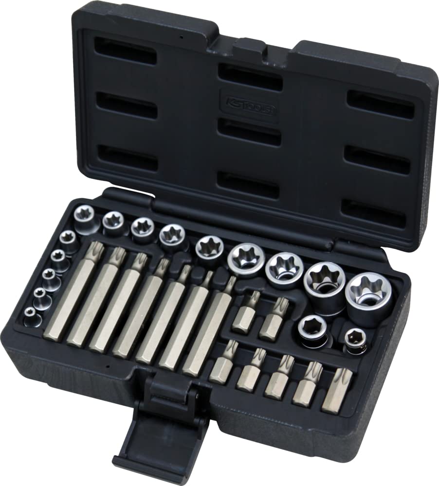 KS Tools 922.4300 Set 30 piezas 1/4" – 3/8" – 1/2 – E4 – E24 TORX T20 – T50