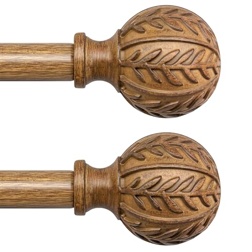 QDWIS 2 Pack Boho Wood Curtain Rods for Windows 28