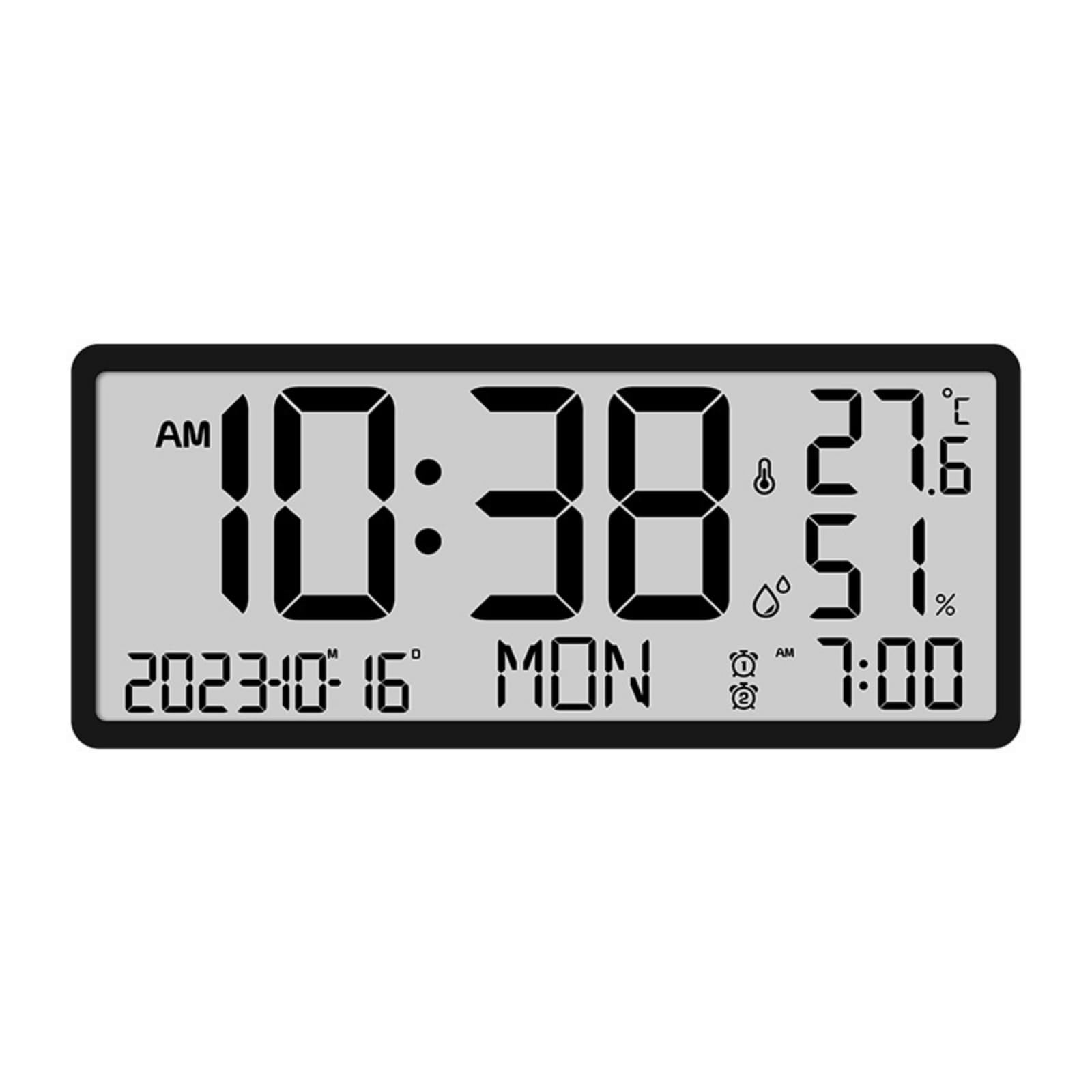 Reloj Pared Digital Fácil Lectura Reloj Digital Pared Multifuncional para Salón, Dormitorio, Negro, 8303Y01 Versión En Inglés