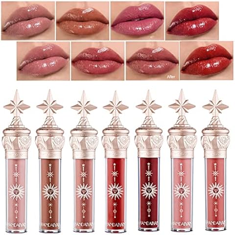 Dulele 8 Pcs Shining-Star Moisturising Matte Liquid Lipstick Set, Pro Waterproof & Long Lasting Non Sticky Super Lustrous Lip Gloss Cover