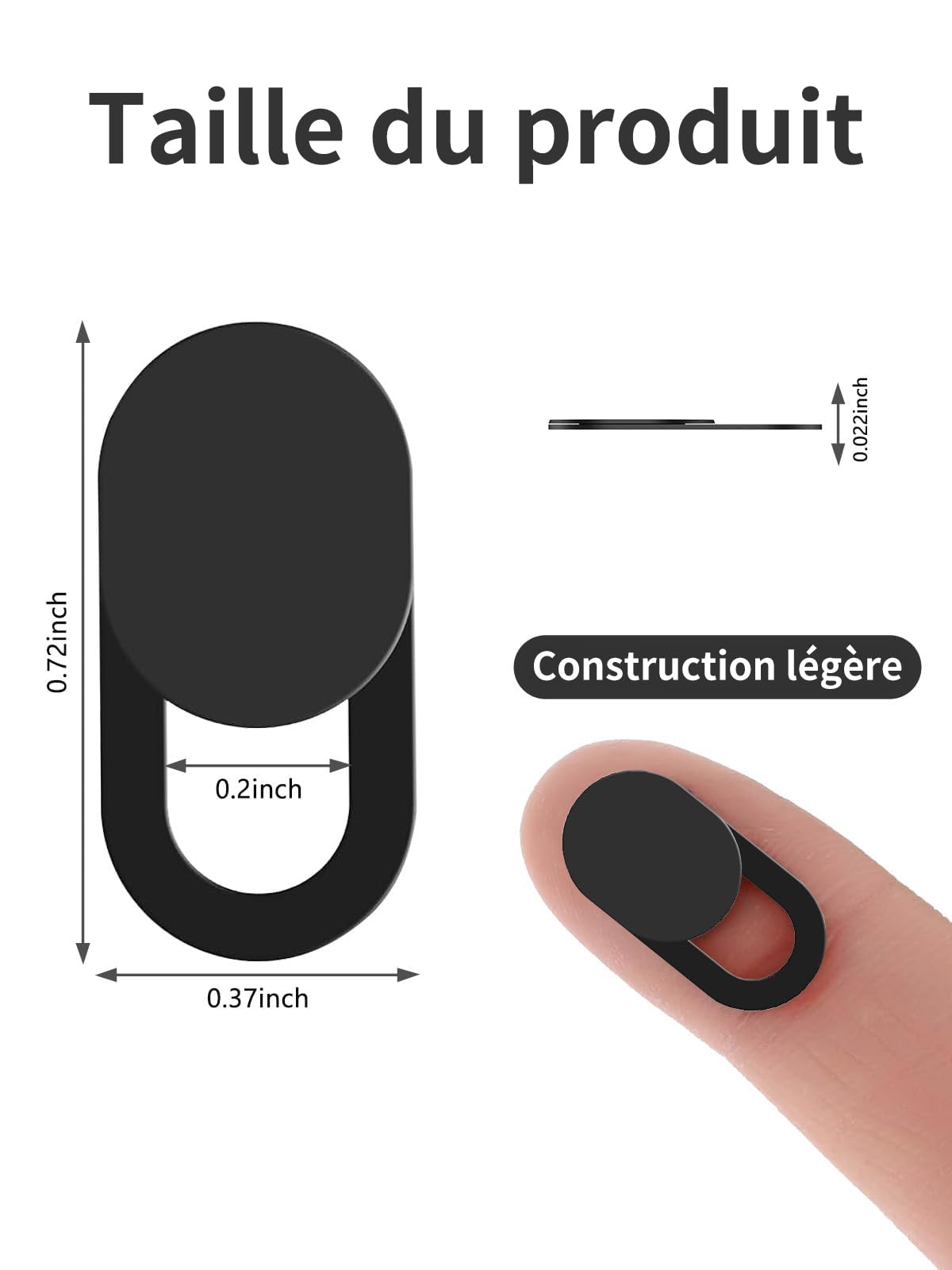 8 Pièces Couverture de Webcam Ultra Mince (0.027 mm) pour Ordinateur Portable, PC, iPhone, iPad - Protection de Caméra - Noir