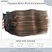 Sew in Hair Extensions Real Human Hair, Weft Hair Extensions Human Hair Bundles 16 Inch 100G Dark Brown Balayage Light Brown Hair Bundle Human Hair Hand Tied Weft Hair Extension for Women