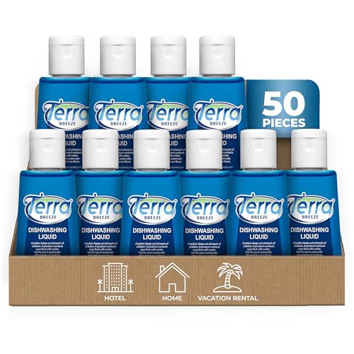 Terra Breeze Tiny Dish Soap Detergent | For Use in Vacation Rentals and Extended Stay Hotels | 1.6 oz (Case of 50)