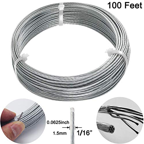 Image of Vinyl Coated Picture Hanging Wire #4 100-Feet Braided Picture Wire Heavy,Supports up to 50lbs for Photo Frame Picture,Artwork,Mirror Hanging(1.5mm x 30.5 Meters) (Pack of 4)