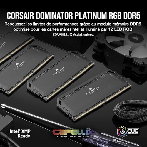 Corsair Dominator Platinum DDR5 RGB 4 x 6400 MHz CL32 Kit Quad Channel 4 barrettes de RAM DDR5 PC5 51200 - vue 5