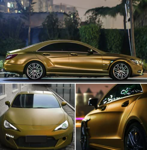 Image of WALLMATE? Matte Wrap Vinyl Peel and Stick Car & Bike Wrap Sheet Vinyl Car Wrap Sheet Roll Film Sticker Decal Sticker (12x120 /Inch, Gold Metallic Matte)
