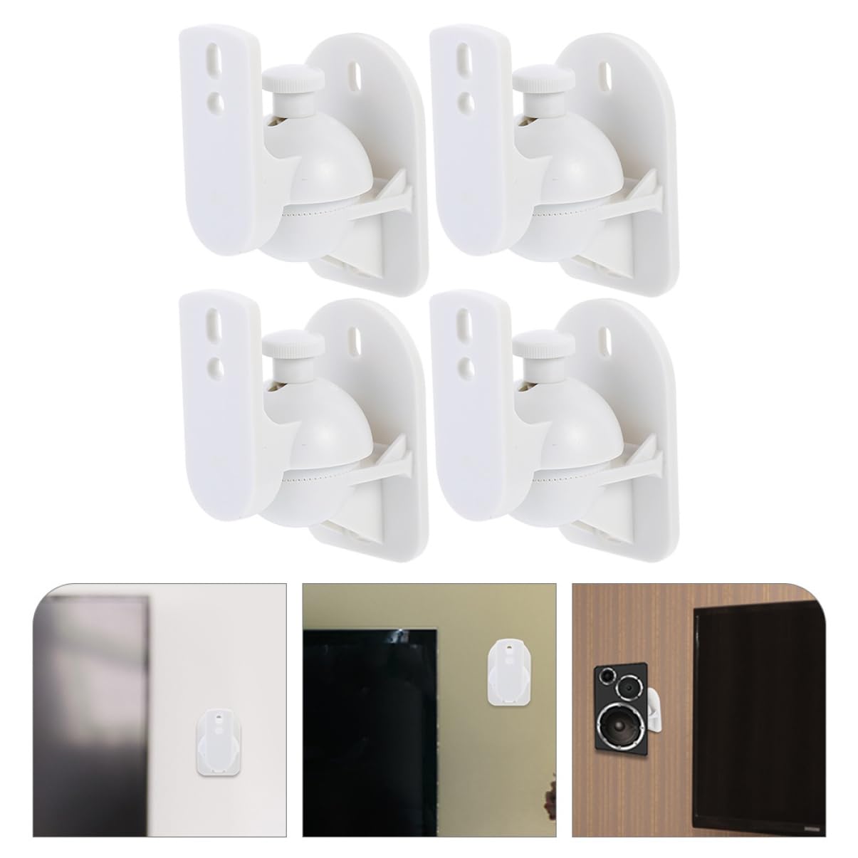 DOITOOL Supports Muraux pour Haut-parleurs Rotatifs ABS Blancs 4 Pièces 5kg | Angle Réglable, Design Rotatif, Gain de Place, Lot de 4 pour Installation Simple