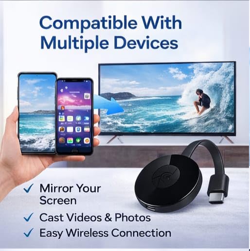 Image of 4K HDMI Streaming Device | Wireless Screen Mirroring Adapter for TV | Supports Android,Laptop | WiFi 2.4G /5G HD Media Streaming Dongle