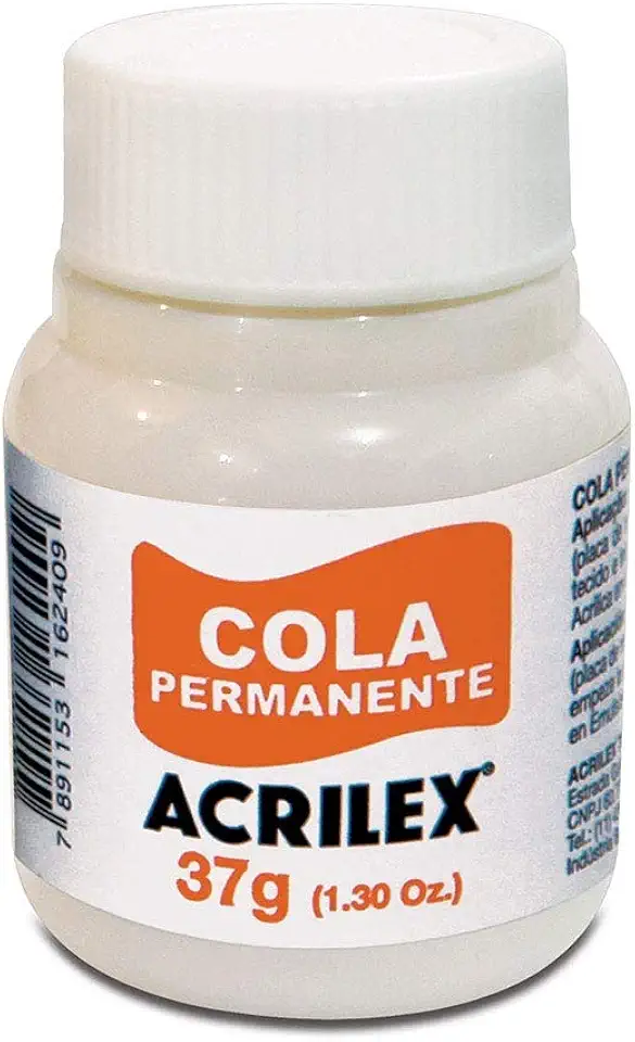 Cola Permanente Para Tecido, Acrilex, Pote de 37 Gramas