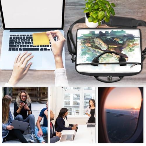 Maletín para laptop con diseño de tortuga y flores 15 pulgadas miniatura 6