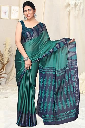 Image of MIRCHI FASHION Saree for Woman Chiffon Georgette Polka Dot Border | Plain Lightweight Women's Sari with Printed Pallu and Blouse Piece