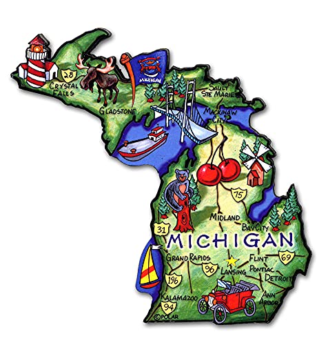 Imán decorativo Michigan Artwood 4" x 3.9" Classic Magnets miniatura 1