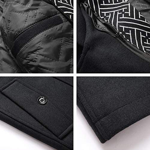 INVACHI Men's Wool Blend Coat Warm Winter Trench Coat with Detachable Soft Scarf Single Breasted Pea Coat4