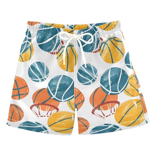 ALAZA Sport Basketball Ball Color Boys' Swim Trunks Beach Shorts Quick Dry Swimsuit 5T