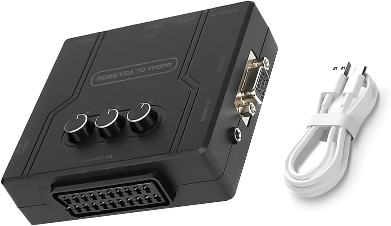 Console RGBS VGA SCART to YPBPR Converter, Support Sound Left and Right Channel Input SCART for N64 for PS1 for PS2 Accessories