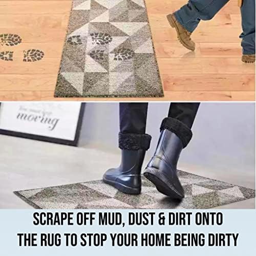 eBoutik Door Mat Non Slip Indoor Doormat Machine Washable Barrier Mat Dirt Trapper (Grey, 50cm * 80cm)