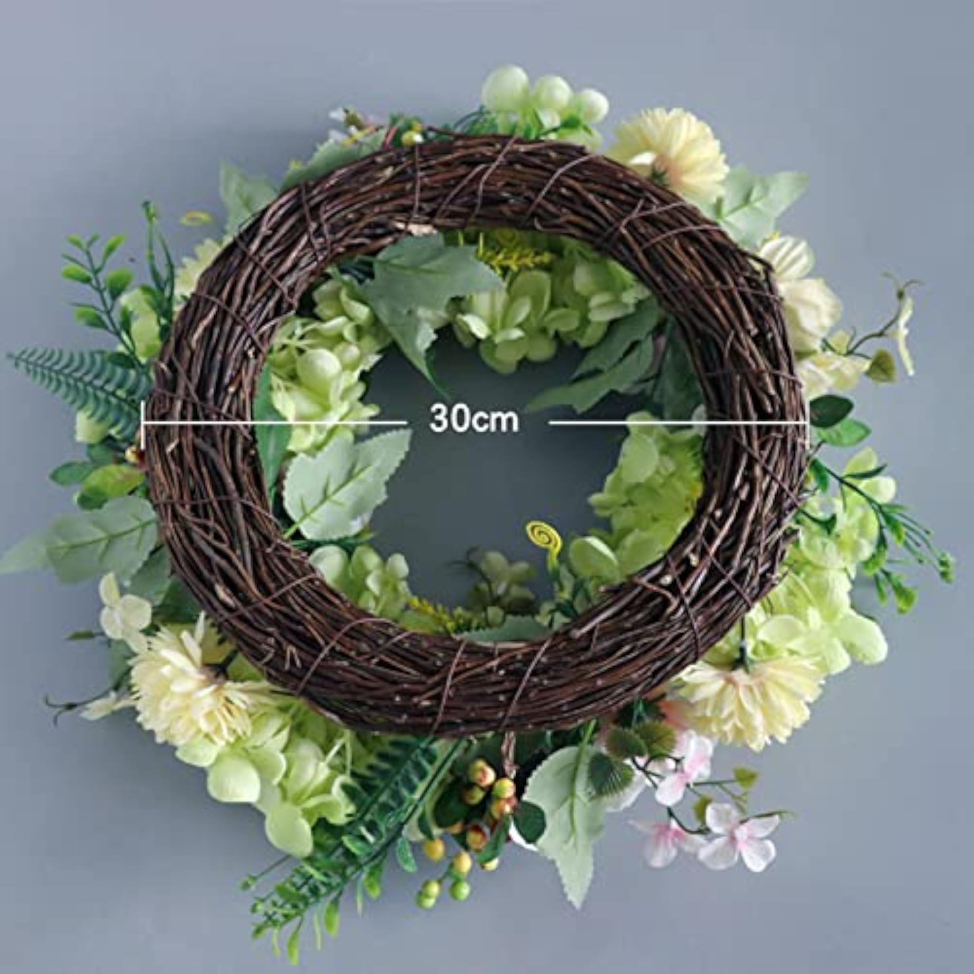 Artificial Gardenia Wreath Wedding Garland for Front Door Thanksgiving Green