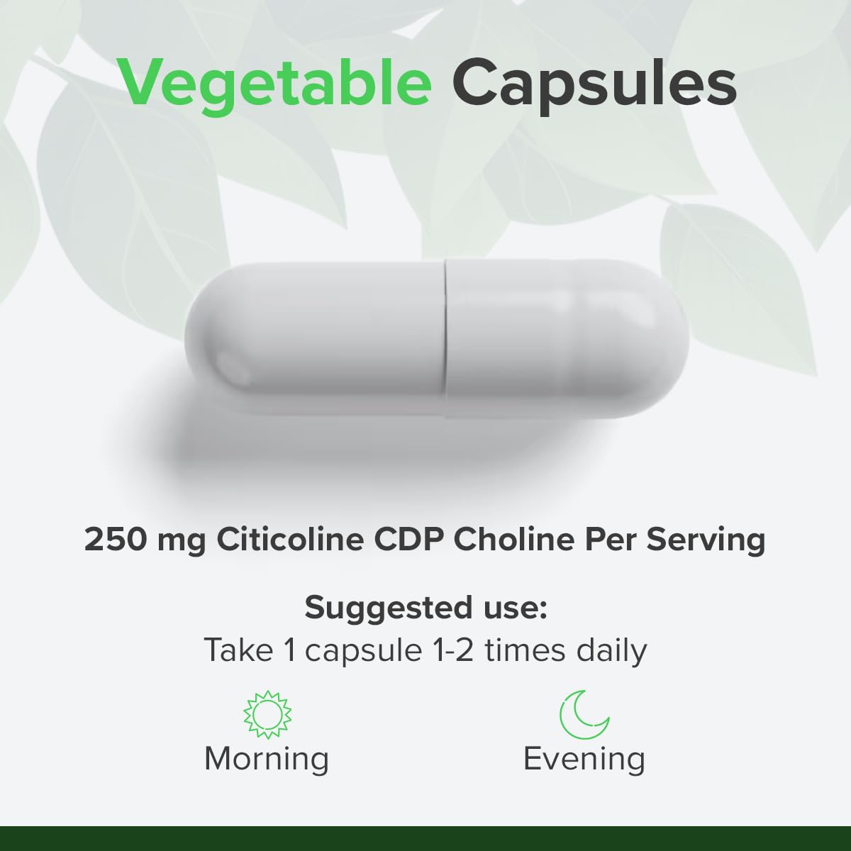 Citicolina CDP Colina 250 mg - 60 Cápsulas | Soporta Concentración, Memoria y Energía Mental | Vegano, Libre de OGM | Producido en fábricas certificadas ISO de la UE | Raw Powders