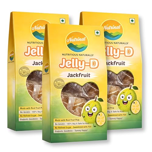 Image of Nutrinat Jelly D Jackfruit - Fruit Jelly Candy (Pack of 3 x 20 Pieces) | No Gelatin, No Refined Sugar | Plant-Based Pectin Toffee | Healthy Fruity Snacks for All