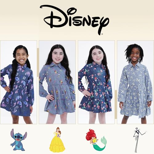 Disney Floral Girls Chambray Dress Toddler to Big Kid Sizes (2T - 16)3