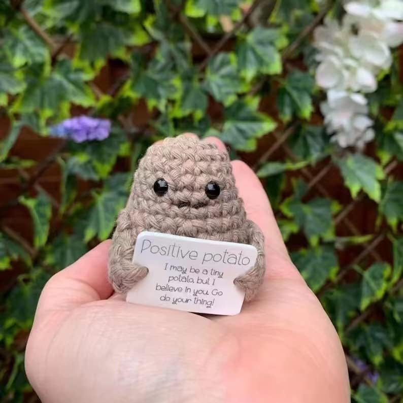 Miniatura 2 de soputry Divertido regalo de papas positivas de punto divertida muñeca de lana con tarjeta positiva divertida muñeca de punto de papa para decoración