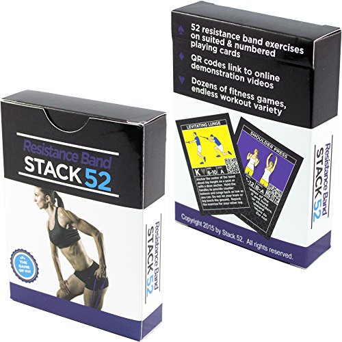 Stack 52 Resistance Band Exercise Cards. Exercise Band Workout Playing Card Game. Video Instructions Included. Home Fitness Training Program for Elastic Rubber Stretch Band Sets. (Original Deck)