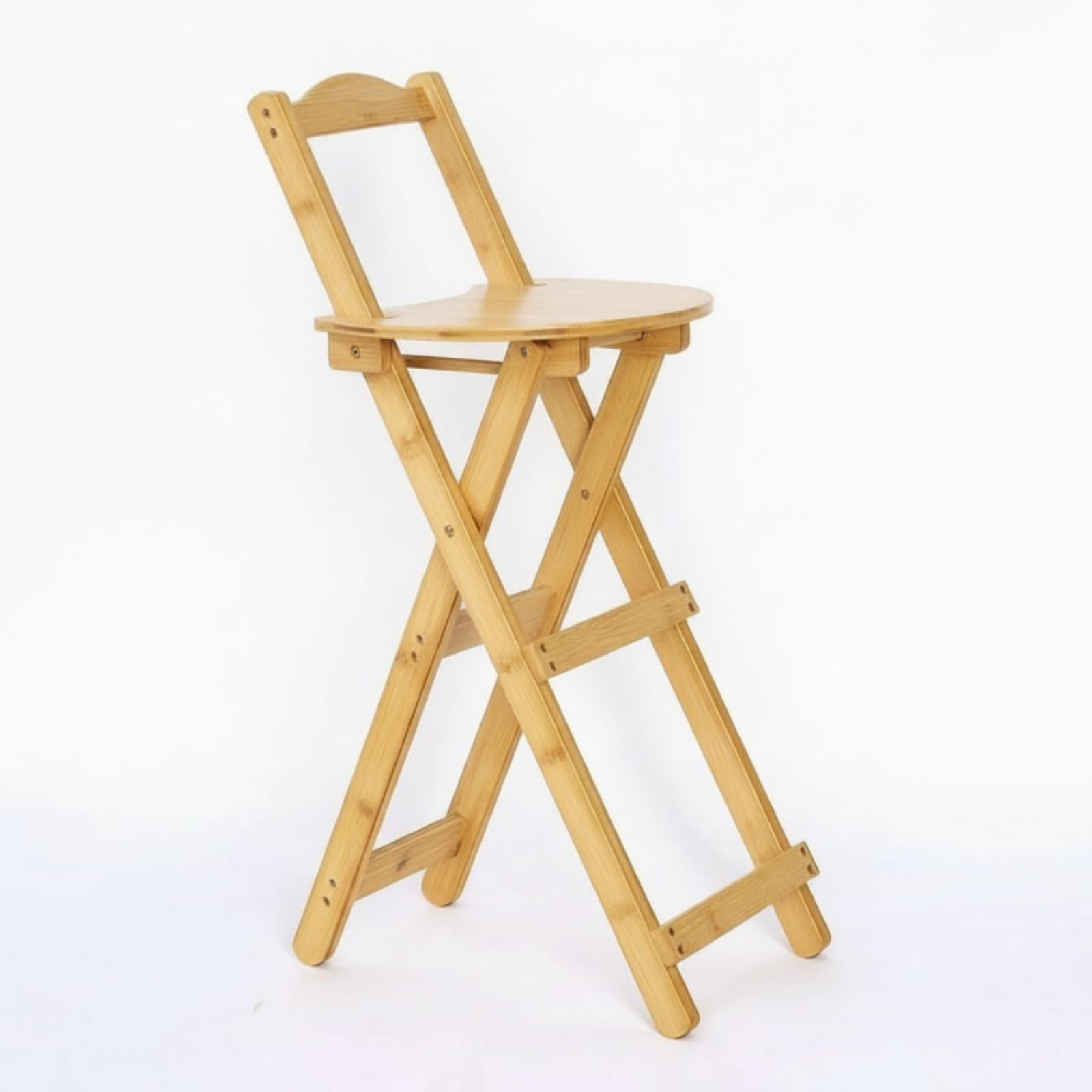rockible Asiento Plegable para Mostrador Taburete Alto Silla de Barra Silla Plegable de Bambú con Respaldo y Plegado Totalmente Plano para Almacenaje Adecuada, Grande 96CM, Color Original