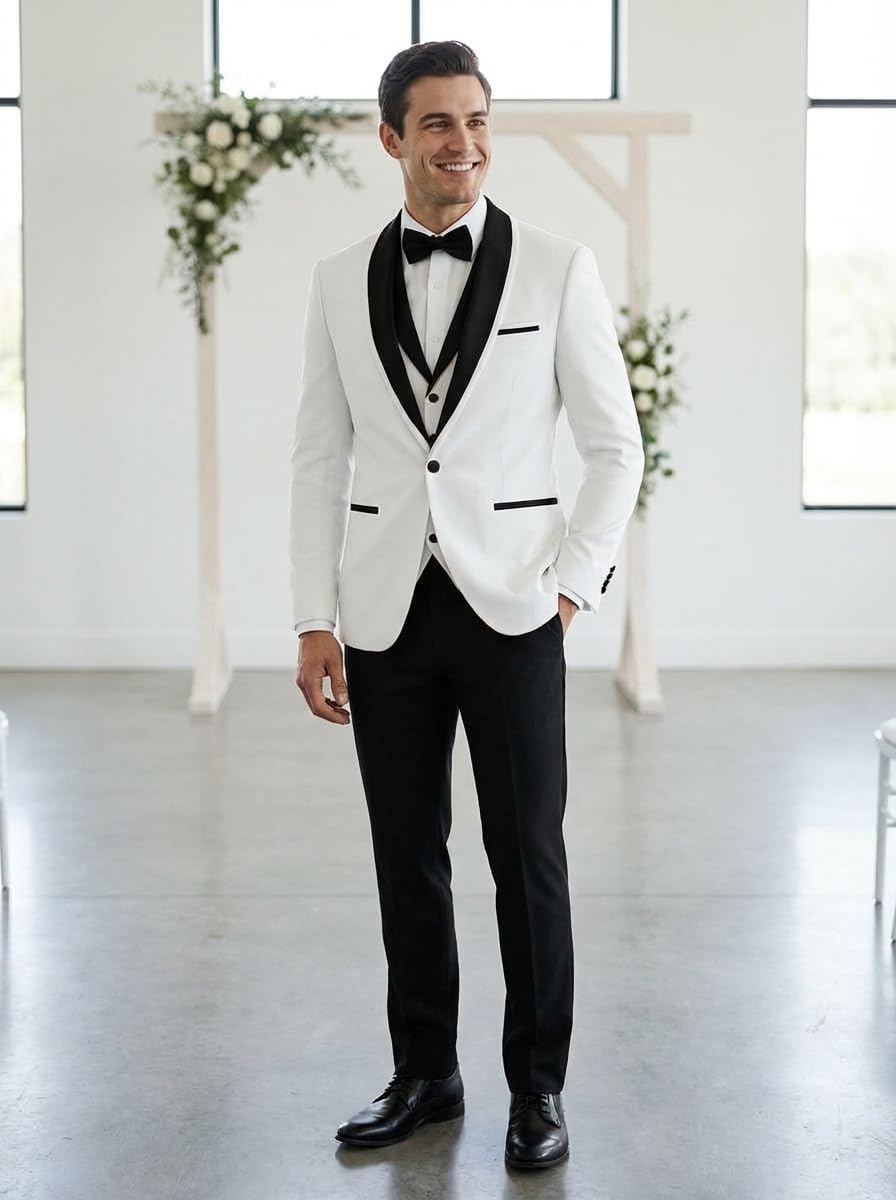 Men's Casual Suits Prom Tuxedos Slim Fit 3 Pieces Shawl Lapel Blazer+Vest+Pants Wedding Grooms