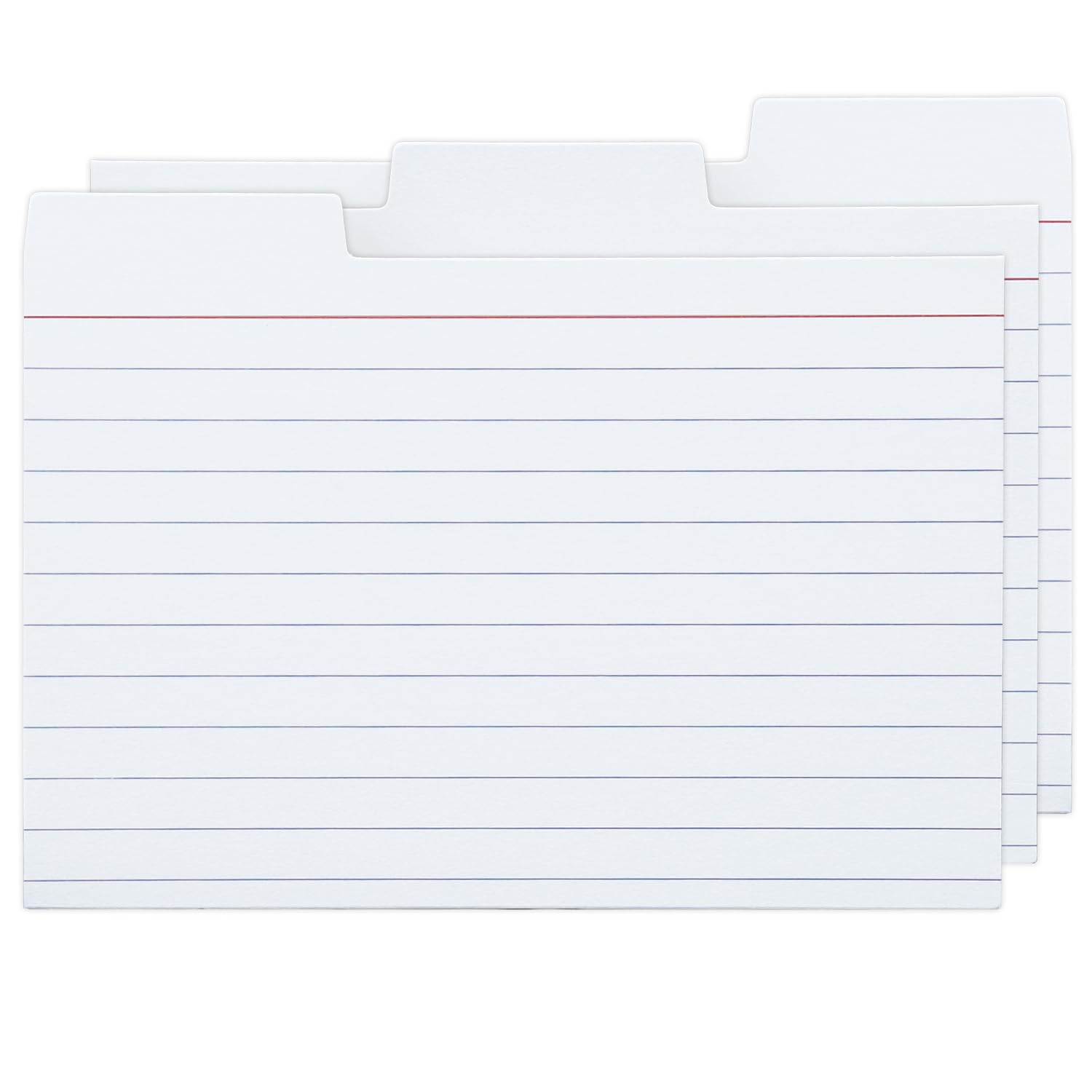 100 Pack Tabbed Index Cards 4x6 Lined Index Card Dividers with Tabs 4" x 6", White, 220 GSM Thick Paper
