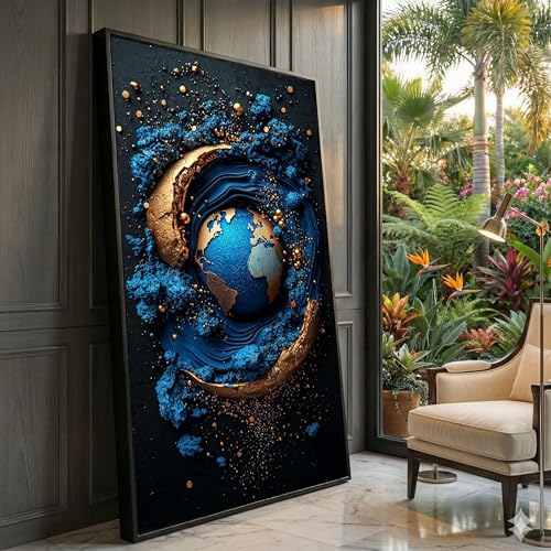 Toile globe terrestre 70 x 130 cm cadeau décoration