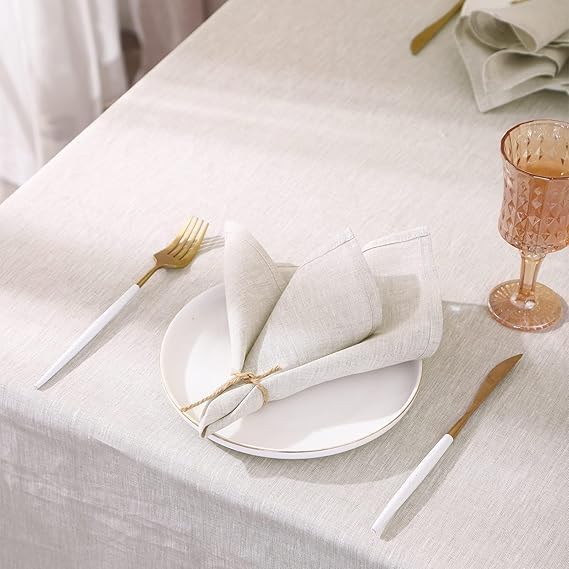Miniatura 3 de Simple&Opulence Mantel texturizado 100% lino, decoración de mesa de cocina y comedor, para uso en exteriores e interiores (lino básico, 54 x 72