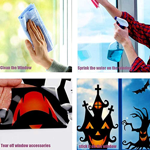 LOKIPA Halloween Window Clings - 7 Sheets Bats & Spiders Window Decals — photo 5