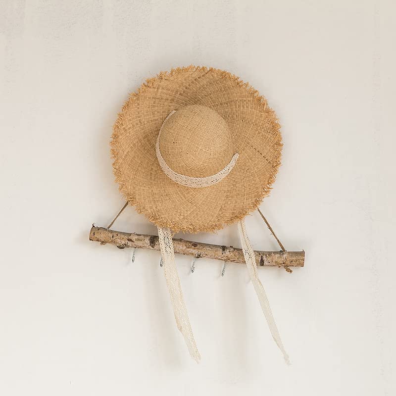 Cappello estivo da sole in stile etnico con tesa larga in paglia, casual.