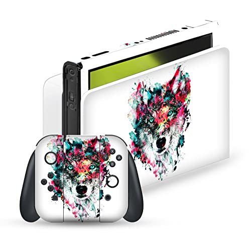 Autocollant vinyle Nintendo Switch OLED anti-rayure et repositionnable Loup Art